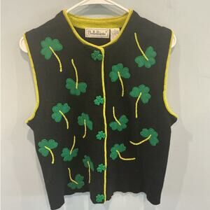 Vintage Bellepointe Womens Sweater Shamrock Vest Size M St Pattys Spring Irish
